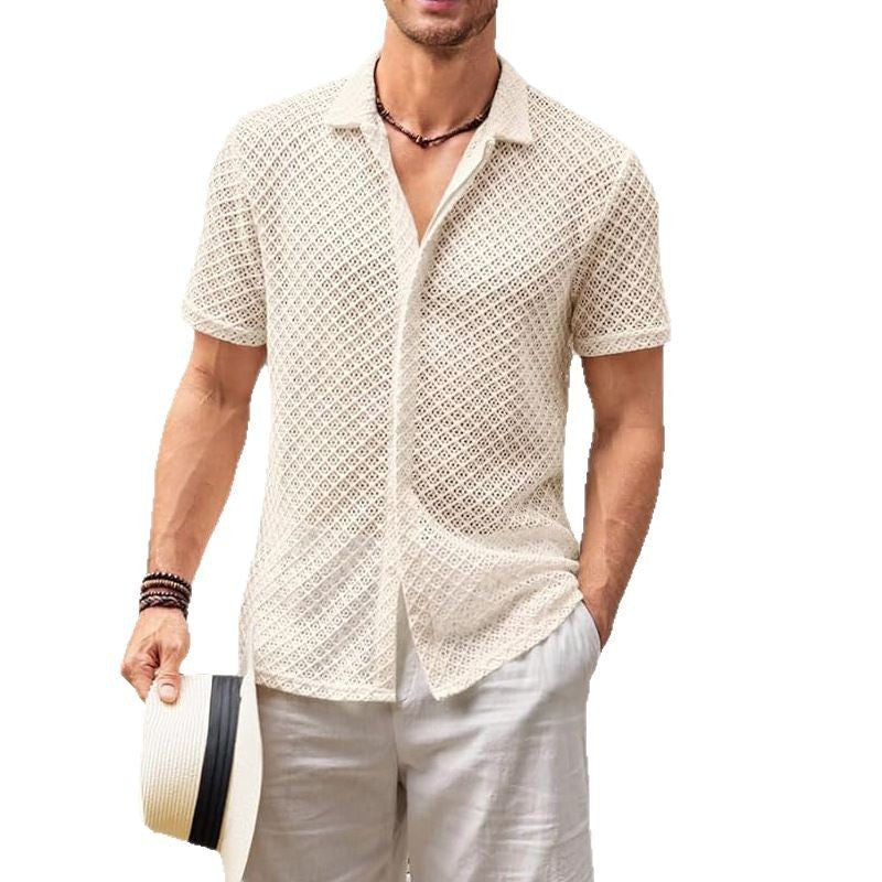 Zomer Mesh Korte Mouw Shirt voor Heren – Ademend en Lichtgewicht