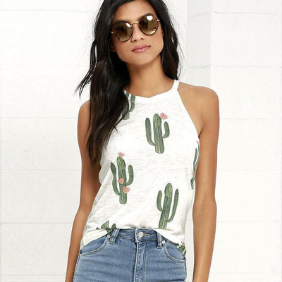 Summer Cactus Print Women's T-shirt