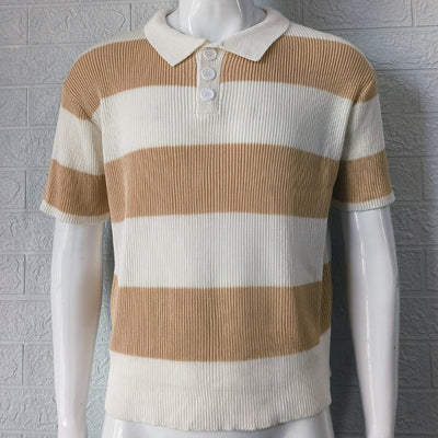 Pull d'été à manches courtes et revers pour homme - Mode masculine élégante