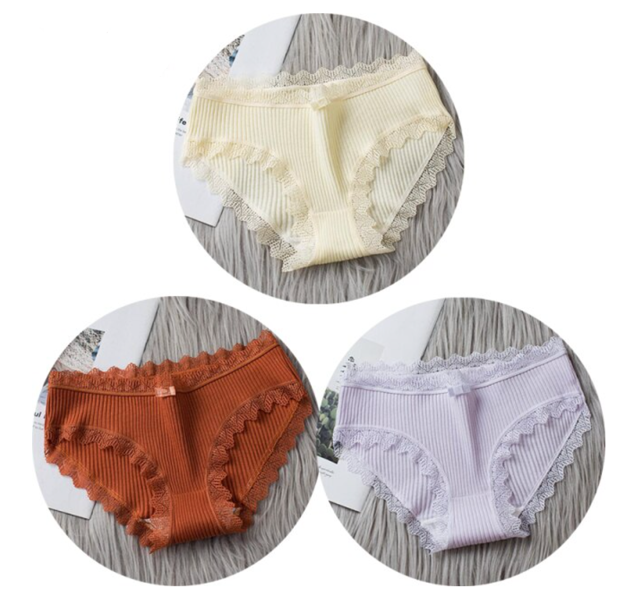Slipjes Set – 3x Lage Taille Kanten Slipjes voor Vrouwen
