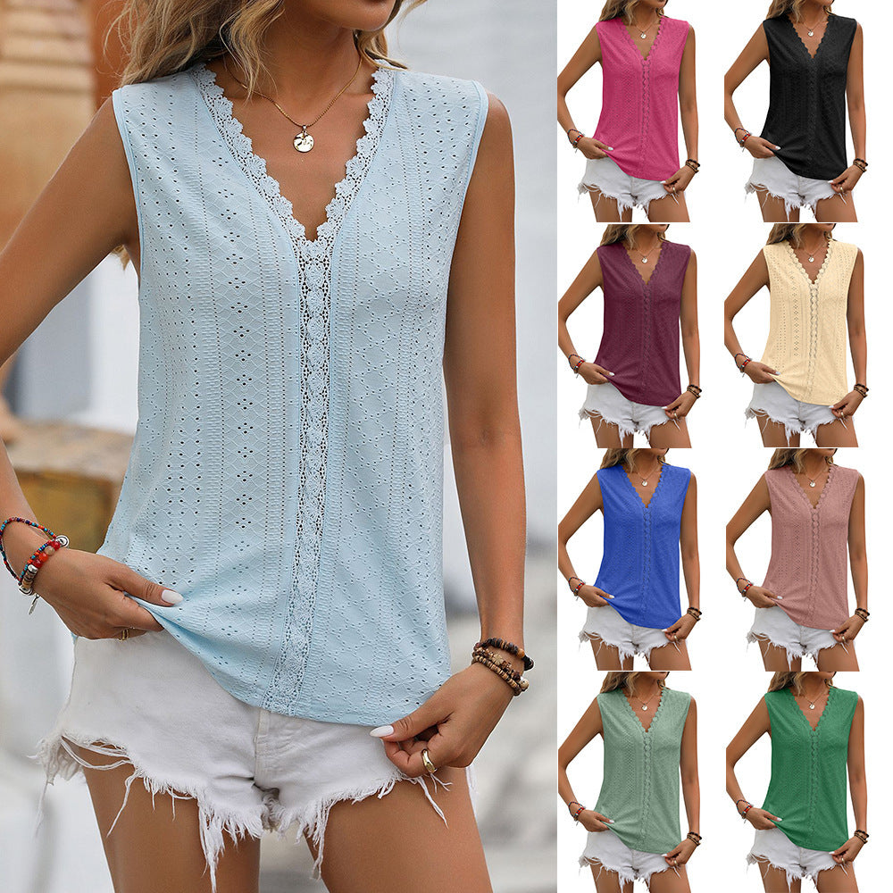 Women V-Neck Sleeveless Vest – Summer Tank Top
