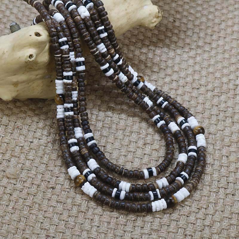 Men's Tribal Ethnic Coconut Shell Necklace - Natural and Authentic Style
