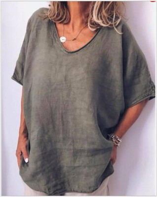 Women's Summer T-shirt with Loose Short Sleeves - Airy Summer Top