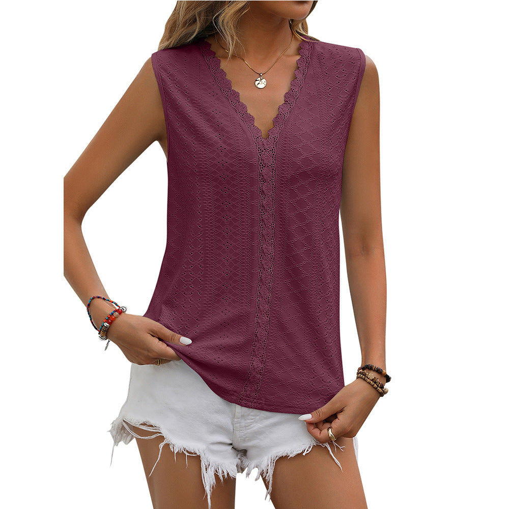 Vrouwen V-hals Mouwloos Vest – Zomer Tanktop