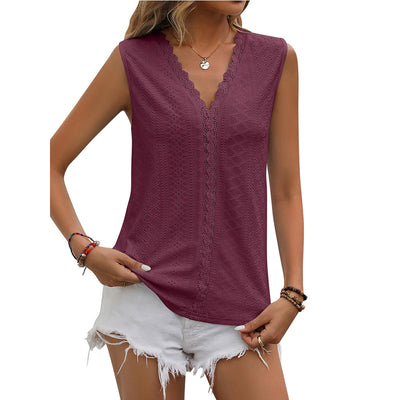 Women V-Neck Sleeveless Vest – Summer Tank Top
