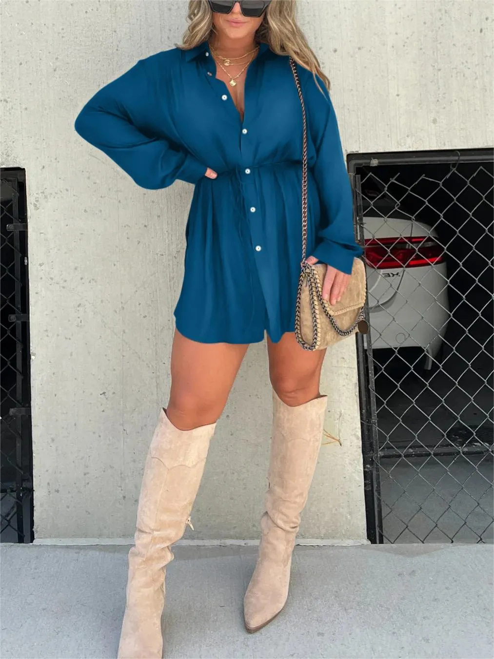 Jessica Satijnen Romper Jurk - Trendy en Elegante Stijl