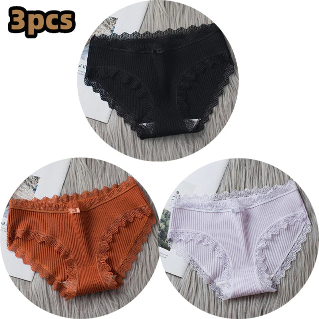 Ensemble de culottes – 3 culottes taille basse en dentelle pour femme