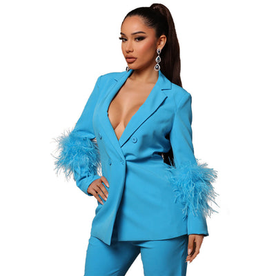 ELARA | Luxury Blazer Set with Feathers – Elegant and Stylish