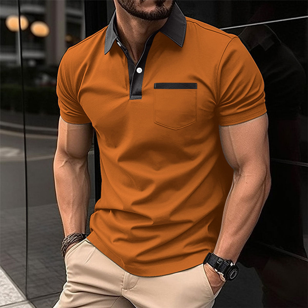 Revers Mode Slim Fit T-shirt voor Heren – Stijlvol en Comfortabel
