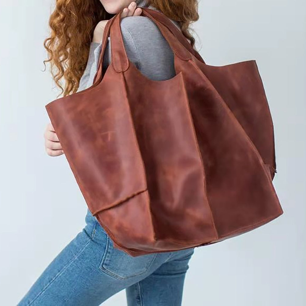 LIVIA Women's Bag - Soft Leather Retro Shoulder Bag with Large Capacity