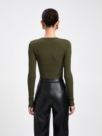 Haut côtelé pour femme avec détail noué | Élégant et unique | Coupe confortable
