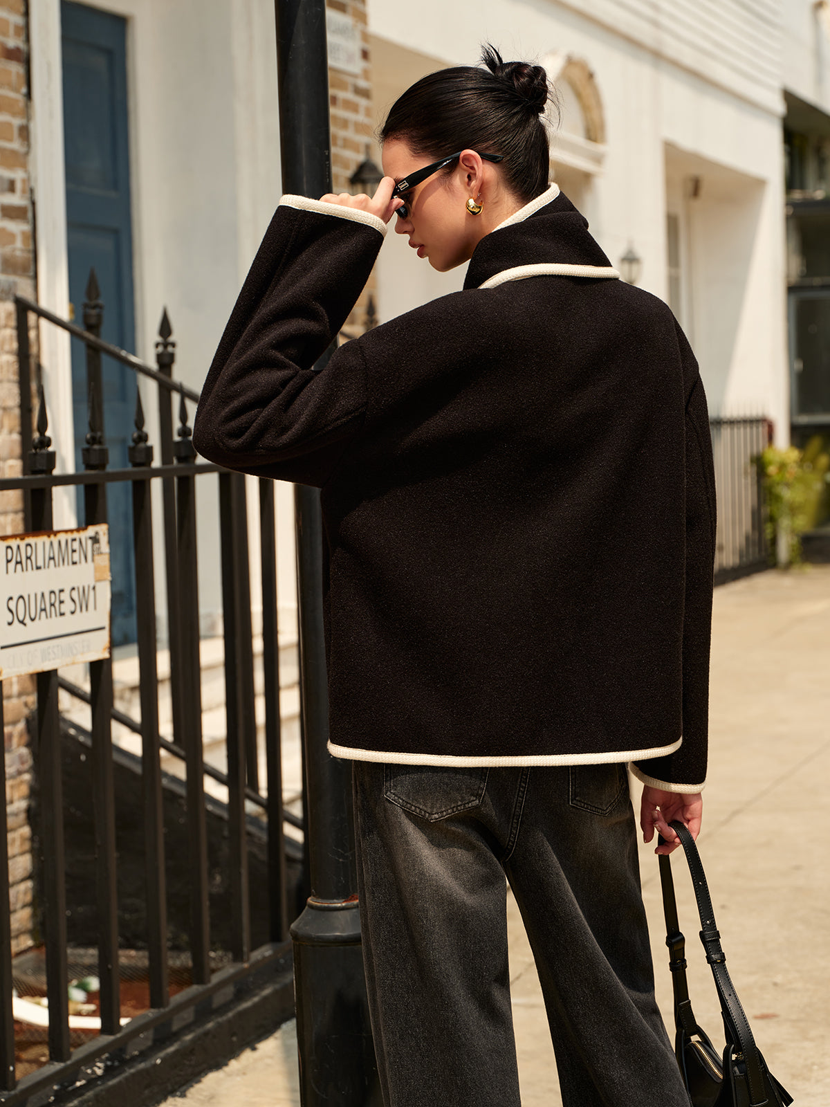 Asymmetric Coat | Contrasting Trim | Modern &amp; Chic