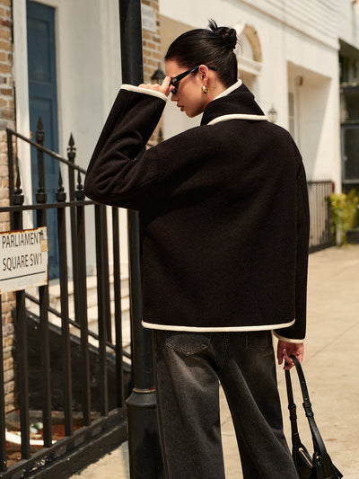 Asymmetric Coat | Contrasting Trim | Modern &amp; Chic