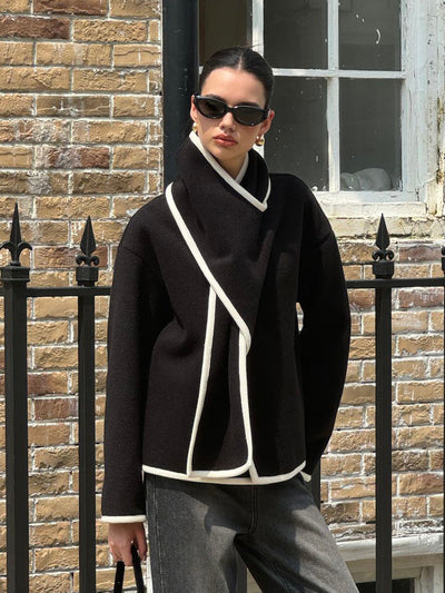 Asymmetric Coat | Contrasting Trim | Modern &amp; Chic