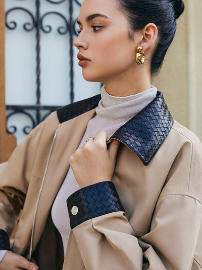 Lila – Leather Look Jacket with Contrasting Details