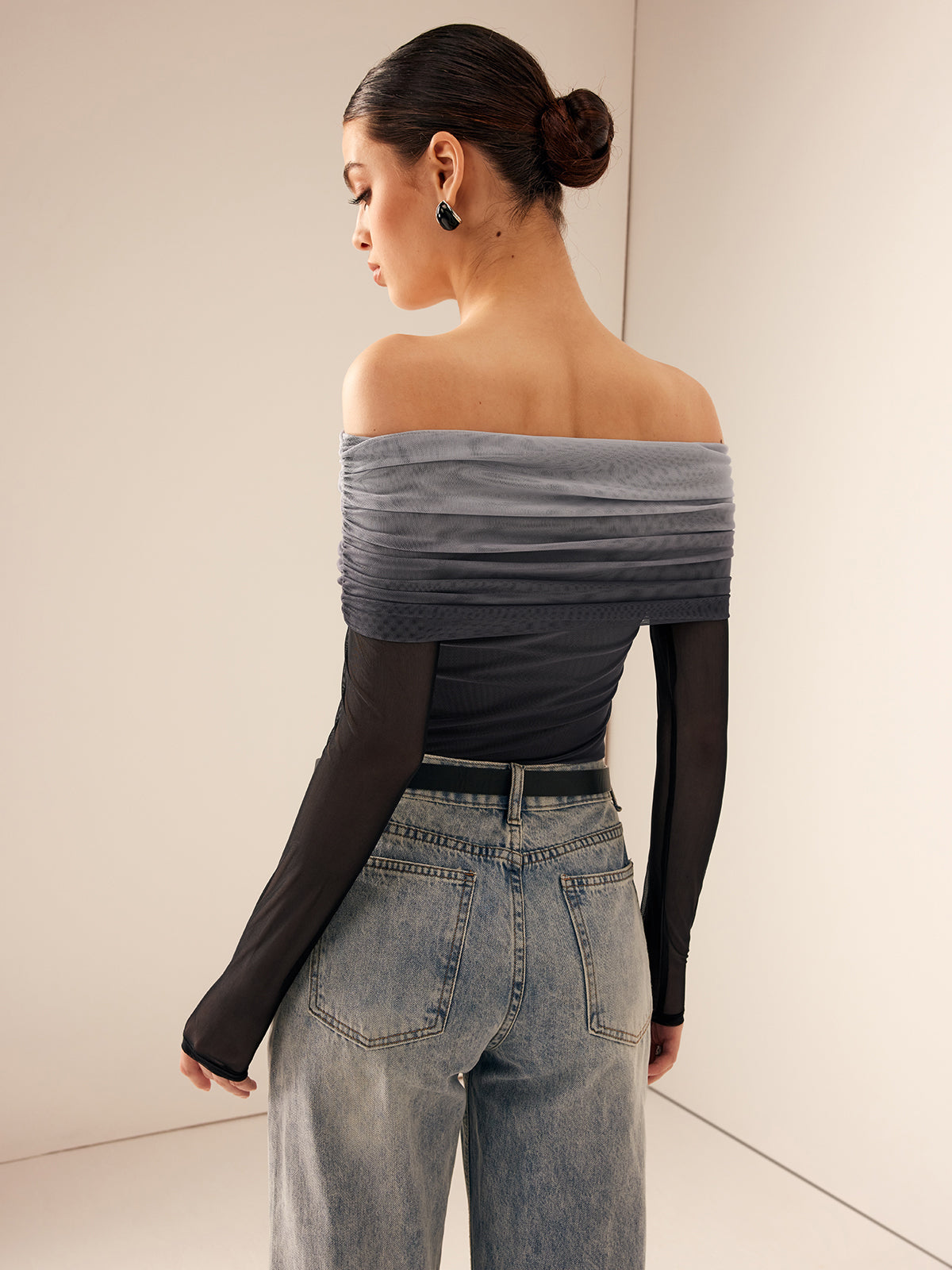 Lina | Off-Shoulder Ombre Top | Moderne Luxe | Unieke Textuur