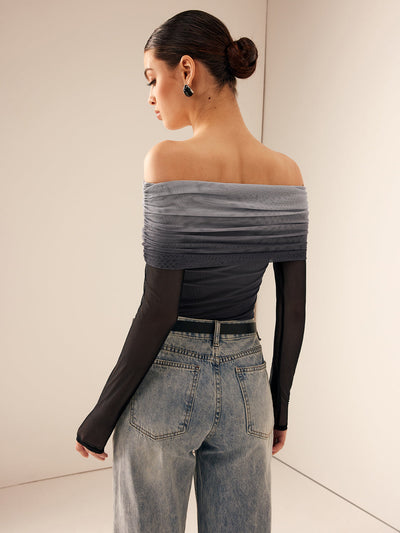 Lina | Off-Shoulder Ombre Top | Moderne Luxe | Unieke Textuur