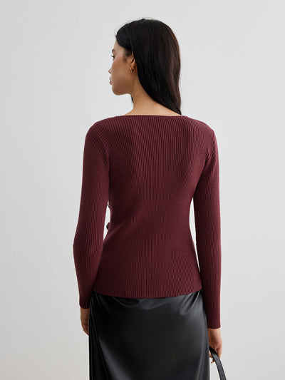 Haut côtelé pour femme avec design asymétrique et boutons | Élégant et confortable