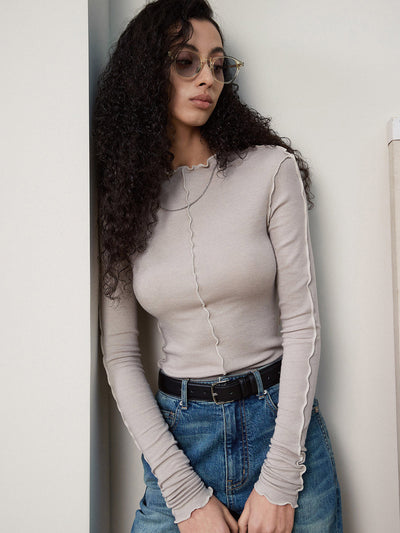 Mila | Longsleeve Top with Wavy Hem | Minimalist Style | Soft Cotton Blend