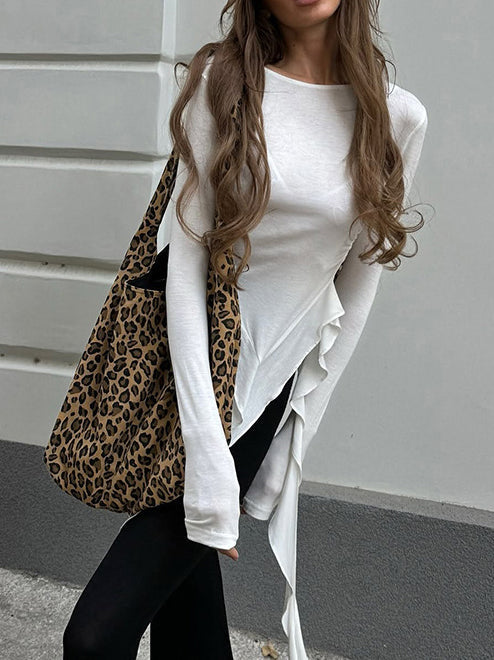 Lina | Draped Longsleeve Top | Avant-Garde Design | Luxe Katoenblend