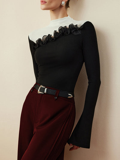 Lina | Ribbed Ruffle Top | Modern Elegance | Luxurious Cotton Blend