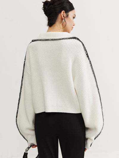 Cardigan tricoté pour femme avec manches surdimensionnées et design unique