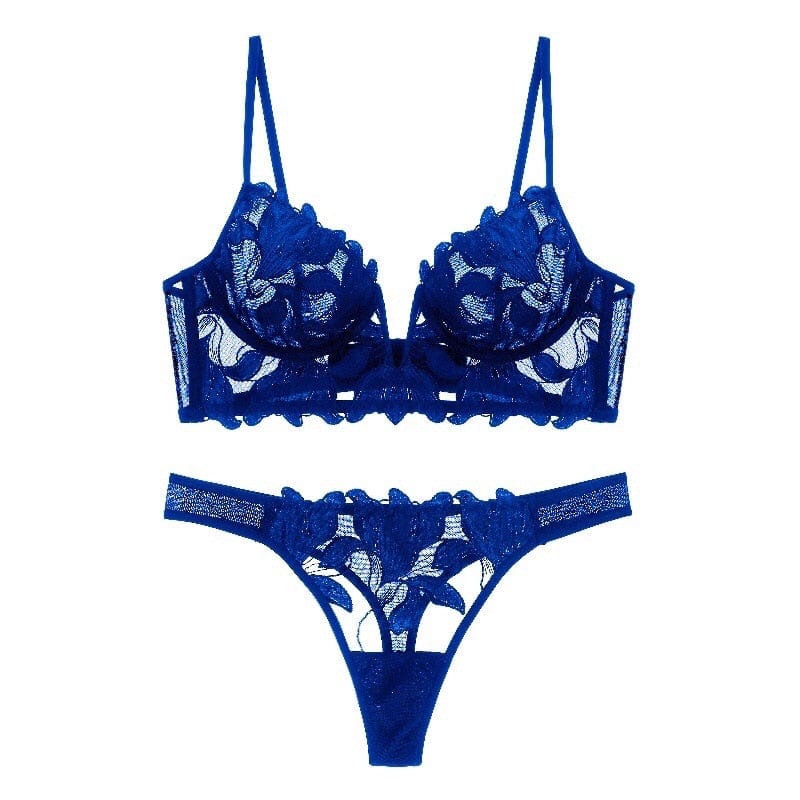 Sexy Franse Kant Lingerie Set – Push-Up BH met Diep V-decolleté voor Dames