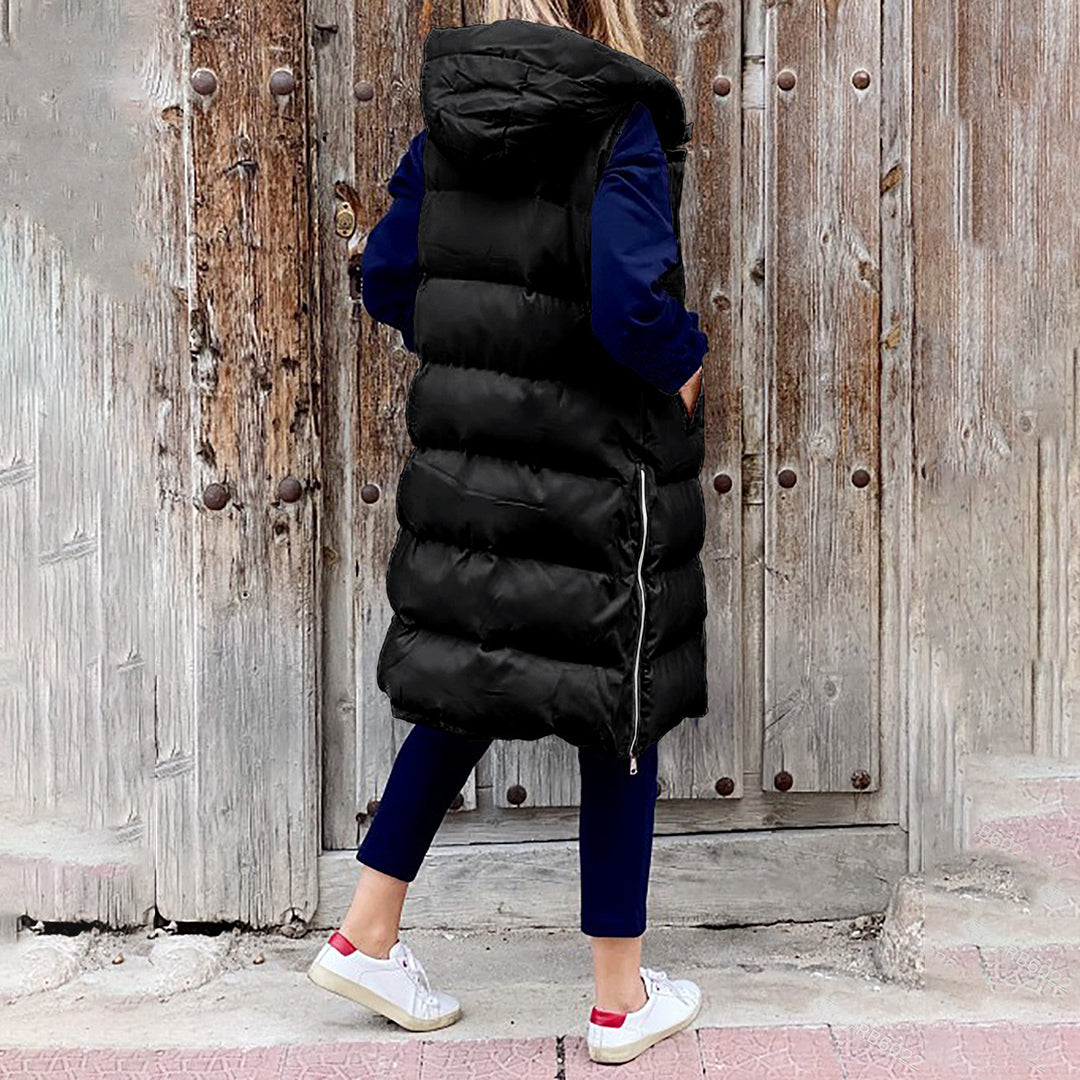 ALIA – Winterjas voor Dames | Mouwloze Jas met Capuchon
