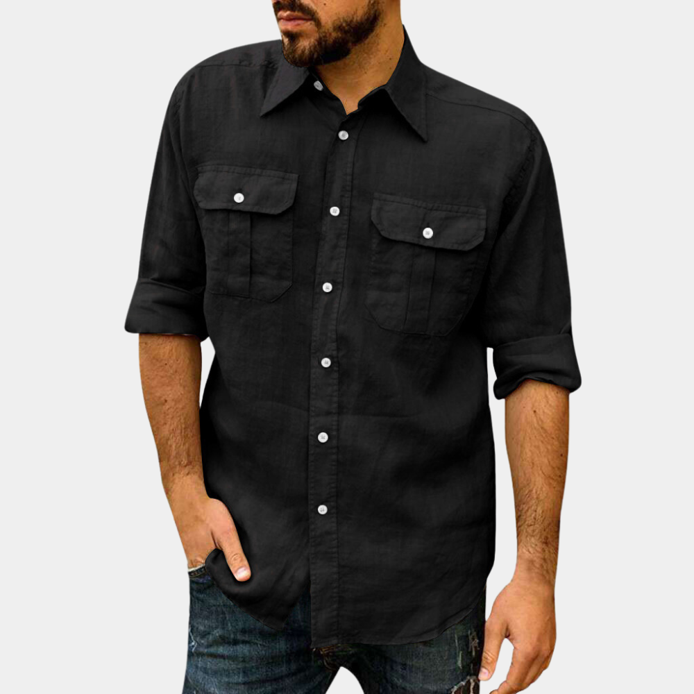 EDOUARD – Chemise classique aérée pour homme avec poches poitrine | Parfait pour l'été