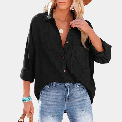 Casual ladies summer blouse with pocket