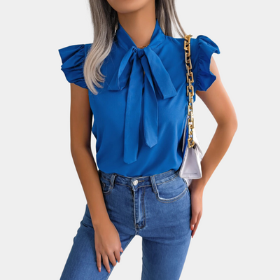 Serena Summer Blouse – Feminine, Light and Elegant with Bow Collar
