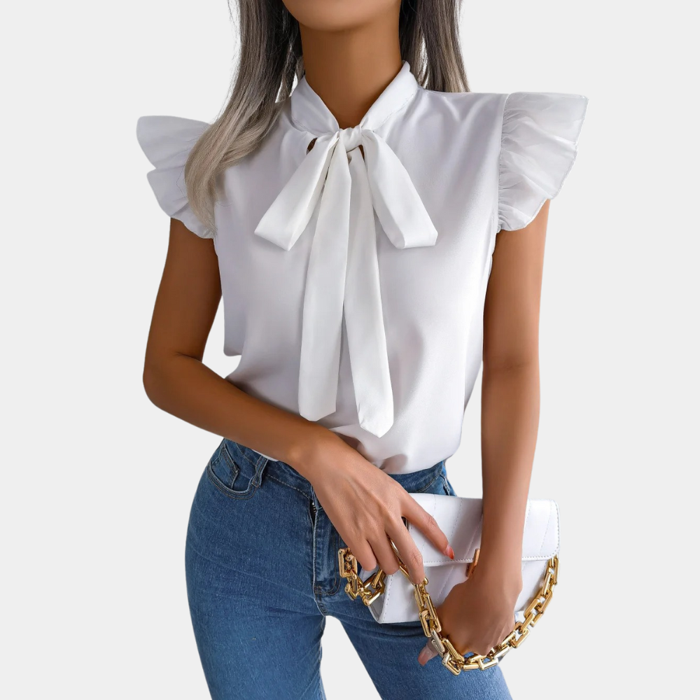 Serena Summer Blouse – Feminine, Light and Elegant with Bow Collar