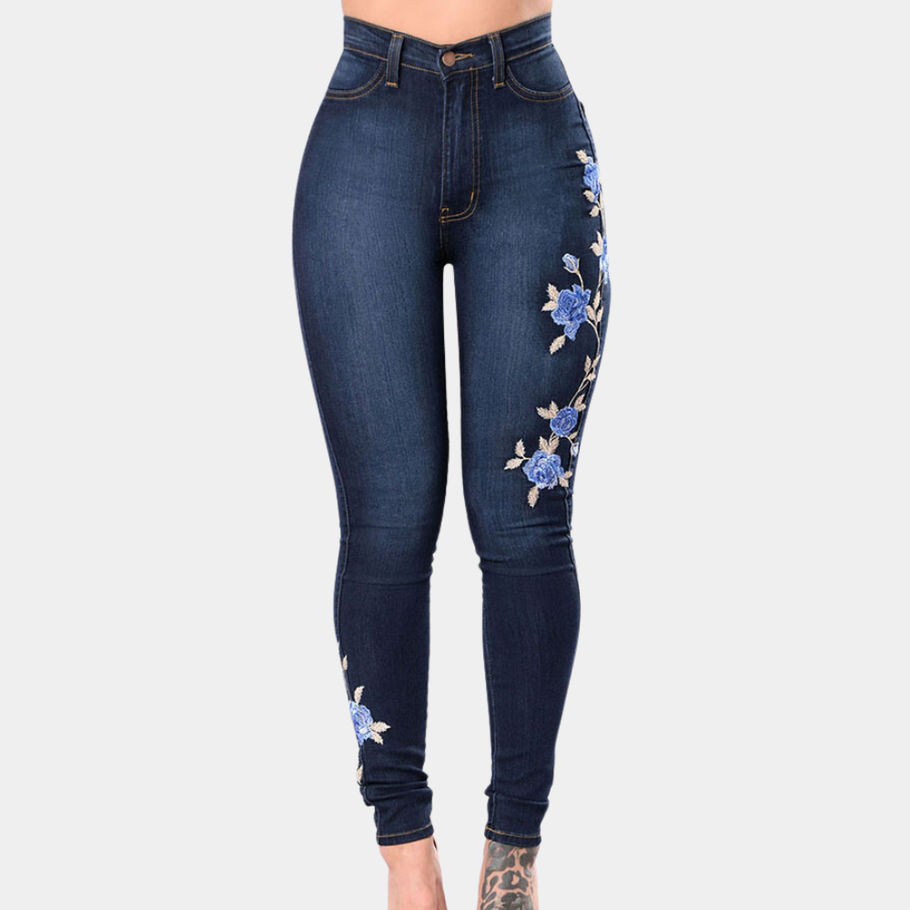EVELYN – Jean skinny brodé pour femme | Élégance estivale