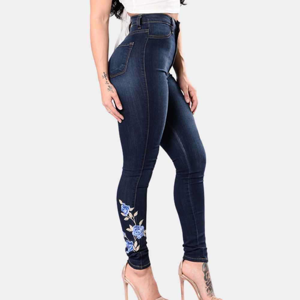 EVELYN – Jean skinny brodé pour femme | Élégance estivale