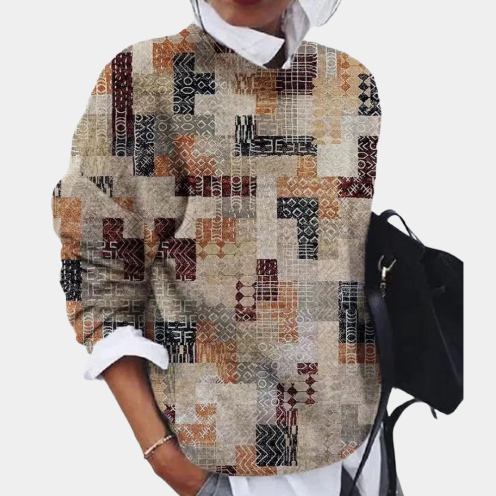Livia | Patchwork Sweater | Artistiek Design | Comfortabele Katoenmix