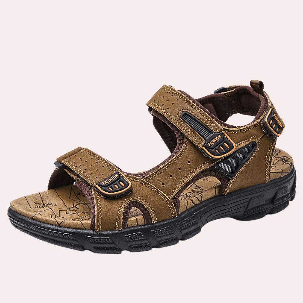 Stride Herensandalen – Leren Outdoor Wandelsandalen met Antislip Zool