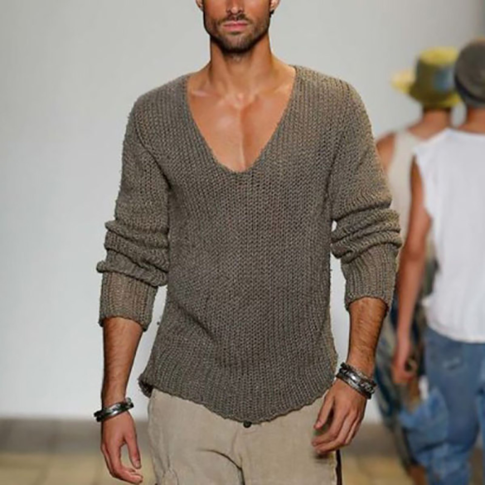 Pull décontracté à col en V pour homme pour l'été
