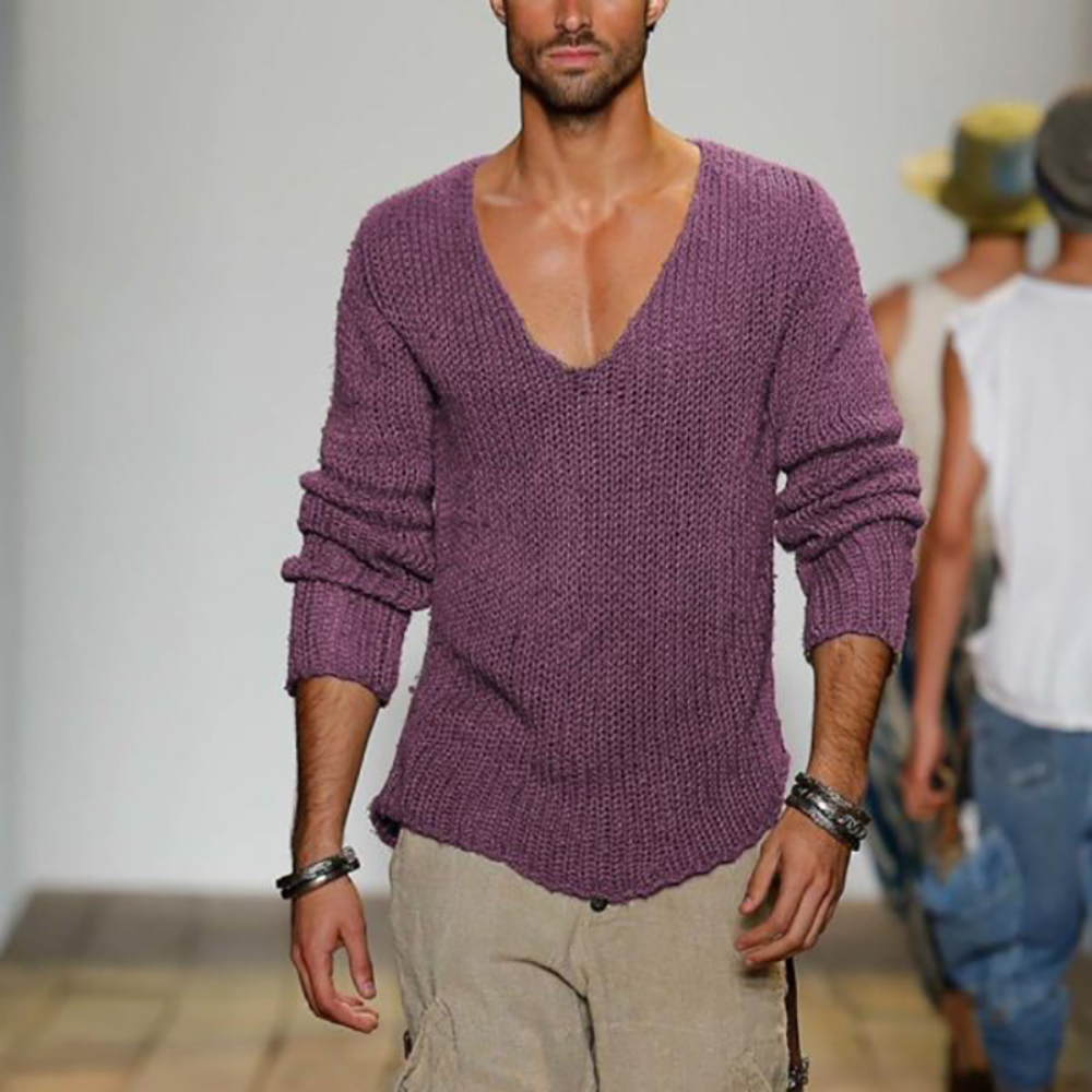 Pull décontracté à col en V pour homme pour l'été