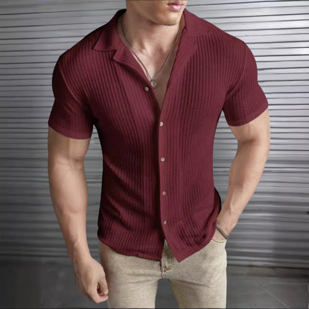 Mason – Ademend Gebreid Herenoverhemd met Stijlvolle Look