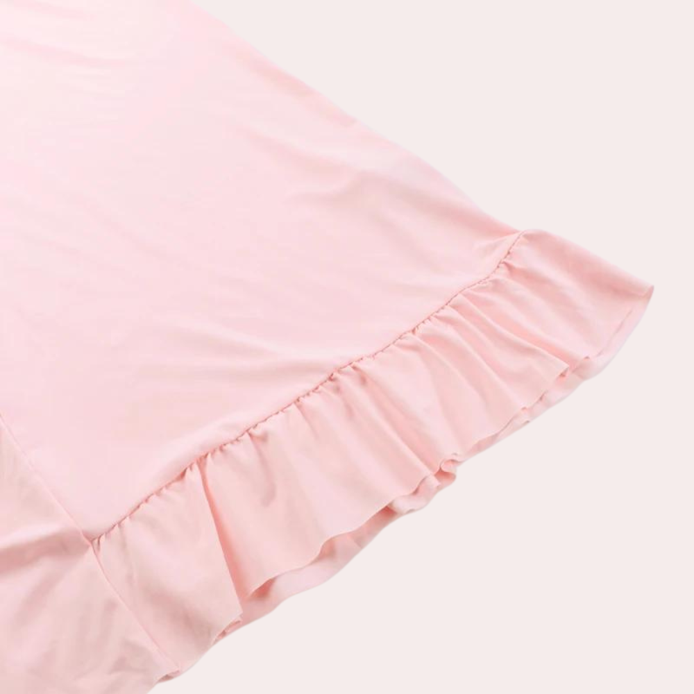 Elena – Avondjurk met V-hals voor dames | Elegante jurk met split en ruches