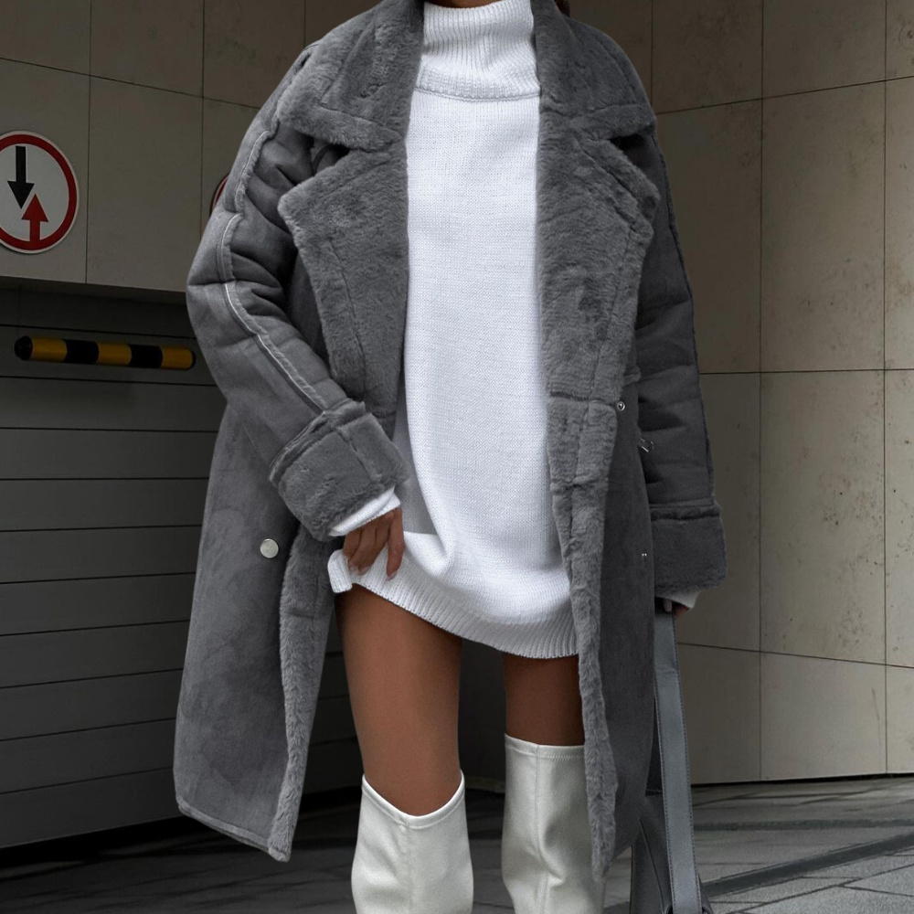 ADELIE – Luxurious Long Plush Women's Coat | Stylish Warm &amp; Elegant