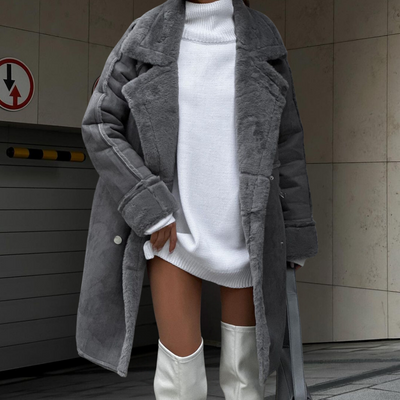 ADELIE – Luxurious Long Plush Women's Coat | Stylish Warm &amp; Elegant