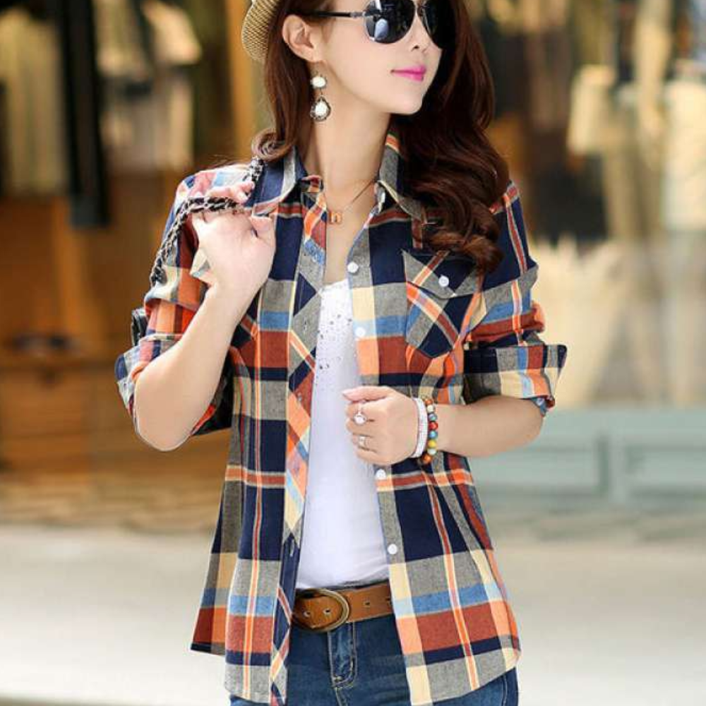 LIVIA – Checked Women's Blouse