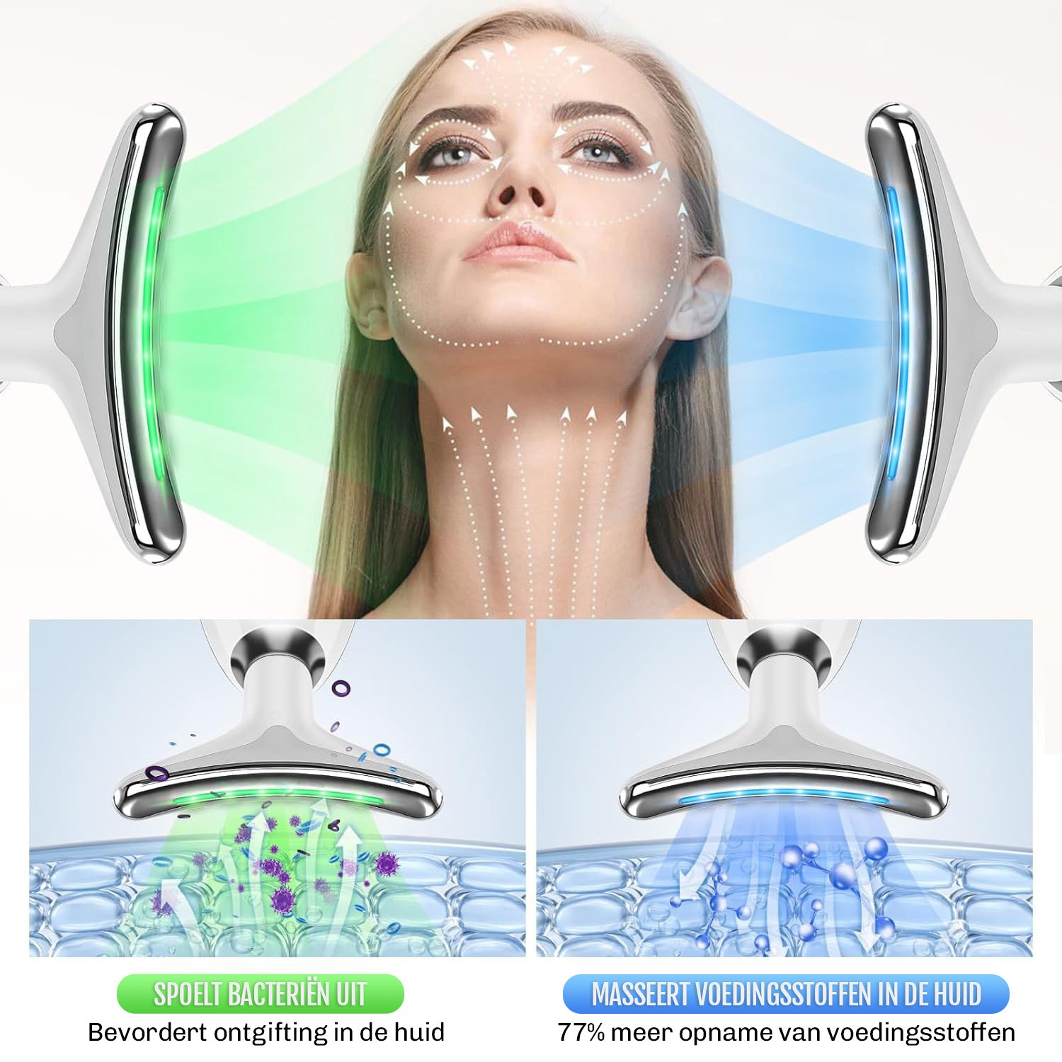 7-in-1 Facelift Apparaat voor Huidverjonging – Anti-Aging Gezichtsmassager en Rimpelverwijderaar voor Hals en Gezicht