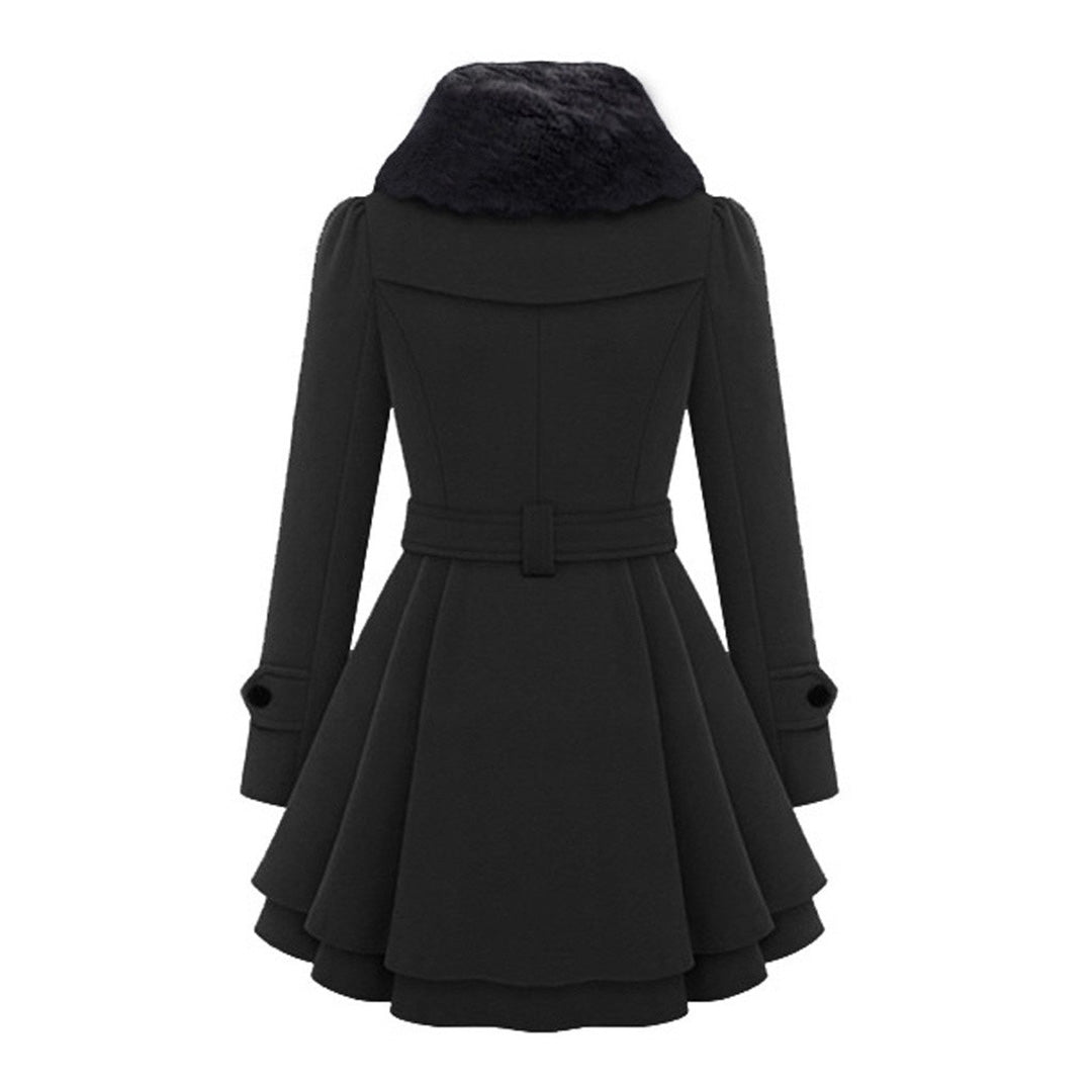 Eliza – Lange Warme Dames Winterjas met Bontkraag