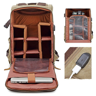 ExplorerPack – Sac à dos en toile imperméable pour appareil photo