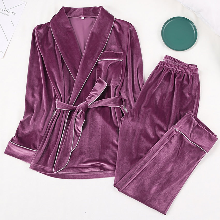 Warme Dames Pyjama Set met Lange Mouwen | Fluweelzacht en Stijlvol