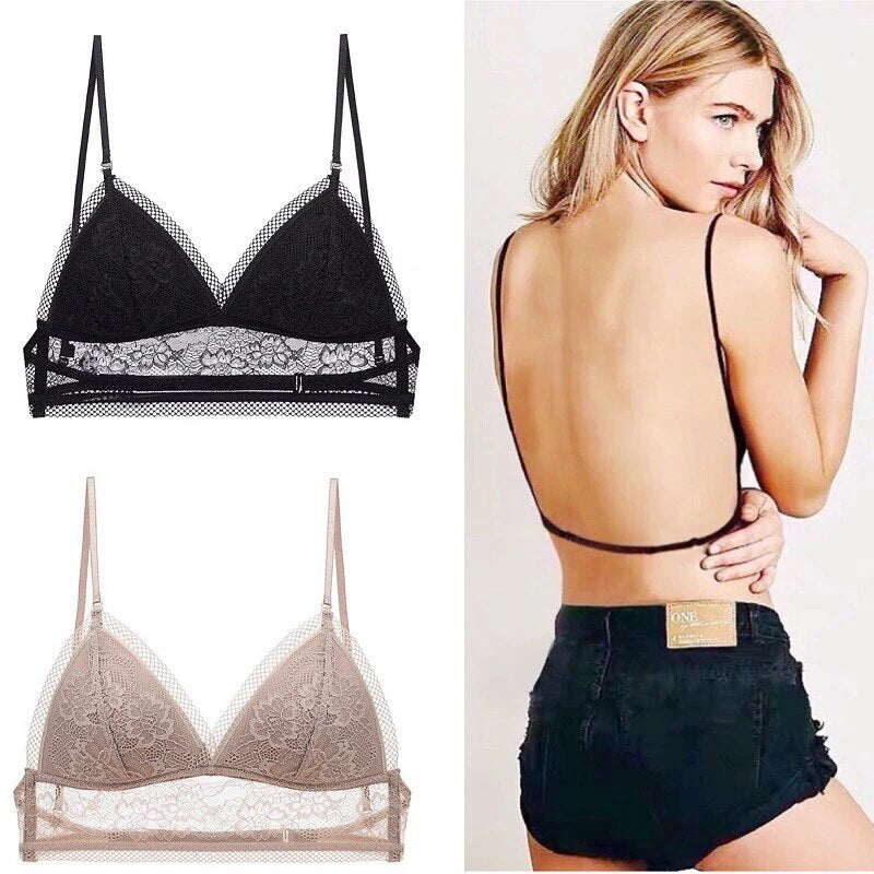 Mesh Kanten BH – Elegante Beha met Lage Rug en Transparante Details