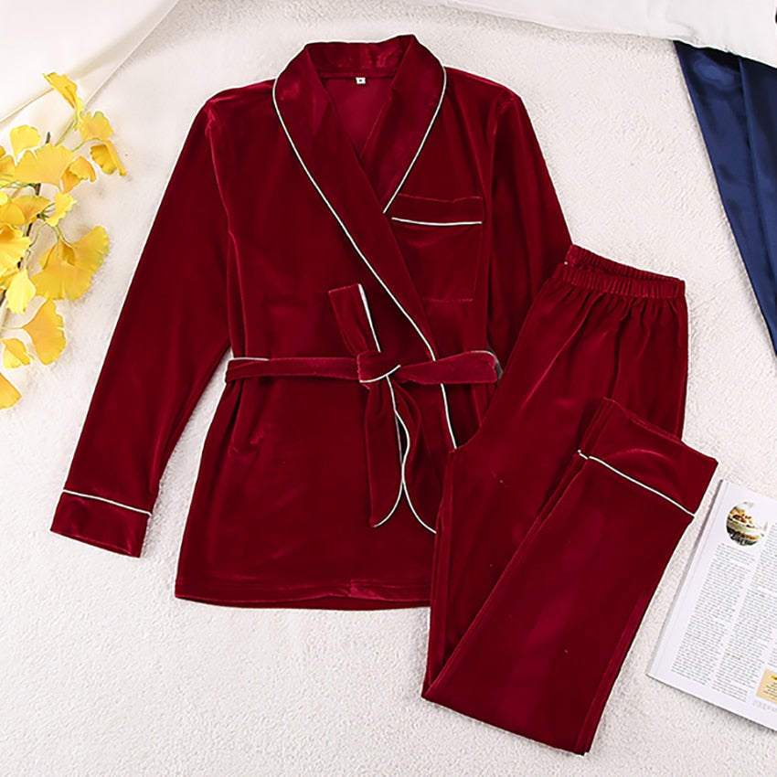 Warme Dames Pyjama Set met Lange Mouwen | Fluweelzacht en Stijlvol