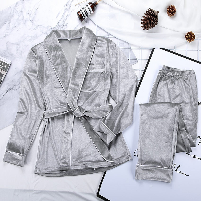 Warme Dames Pyjama Set met Lange Mouwen | Fluweelzacht en Stijlvol